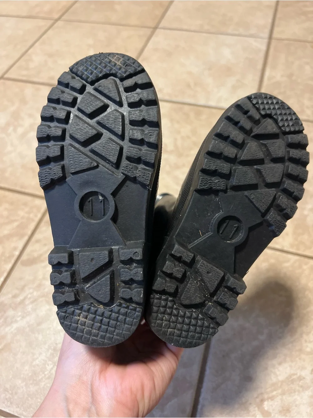 Kids Black Waterproof Rain Boots with Easy-Grab Handles